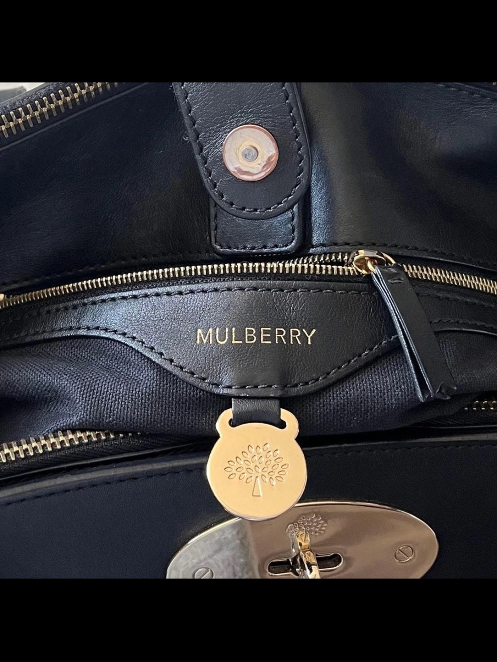 Mulberry Black Leather Bayswater-Style Top-Handle Satchel - Picture 14 of 16